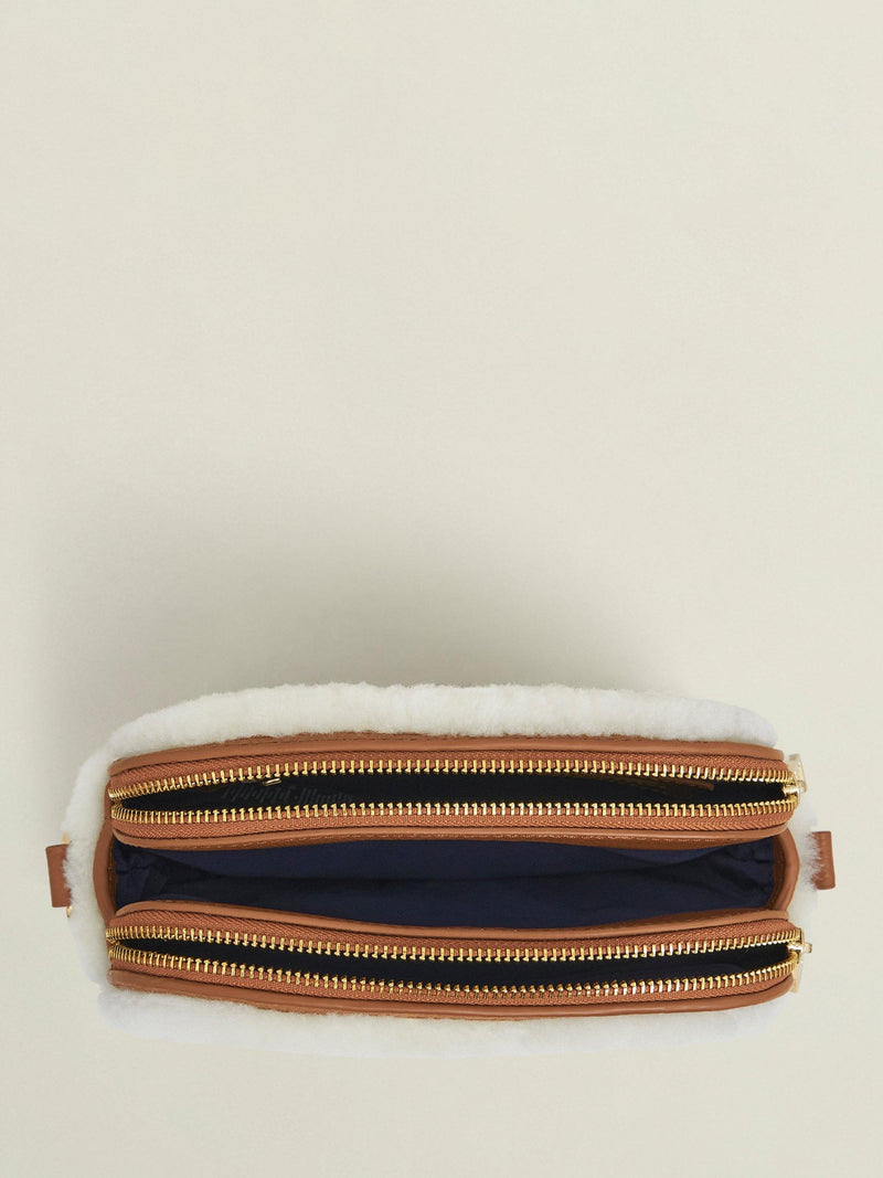 Hobbs Carlton shearling crossbody bag tan, imported from the UK