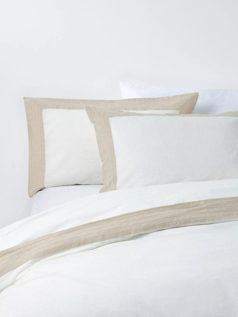 John Lewis Ainsdale Washed Cotton Blend Duvet Cover Set, White, Single Set
