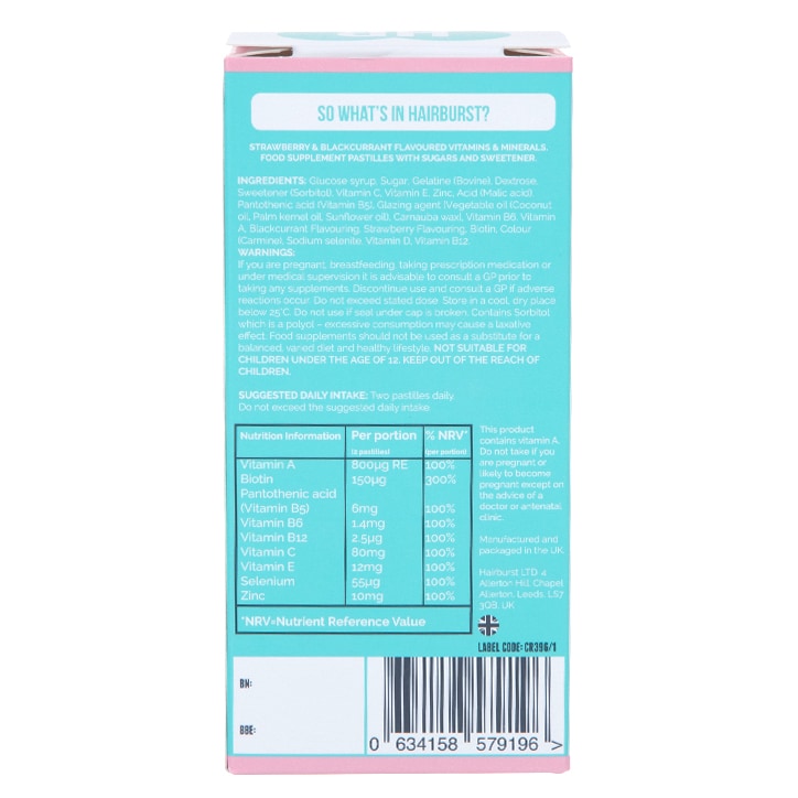 Hairburst Chewable Hair Vitamins 30 Day Supply 60 Pastilles GOODS Holland&Barrett