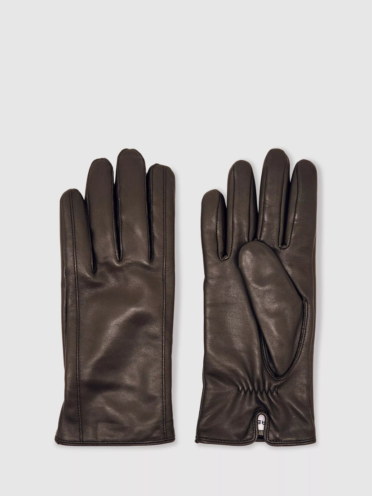 Reiss Giselle Pure Leather Gloves, Chocolate, S-M