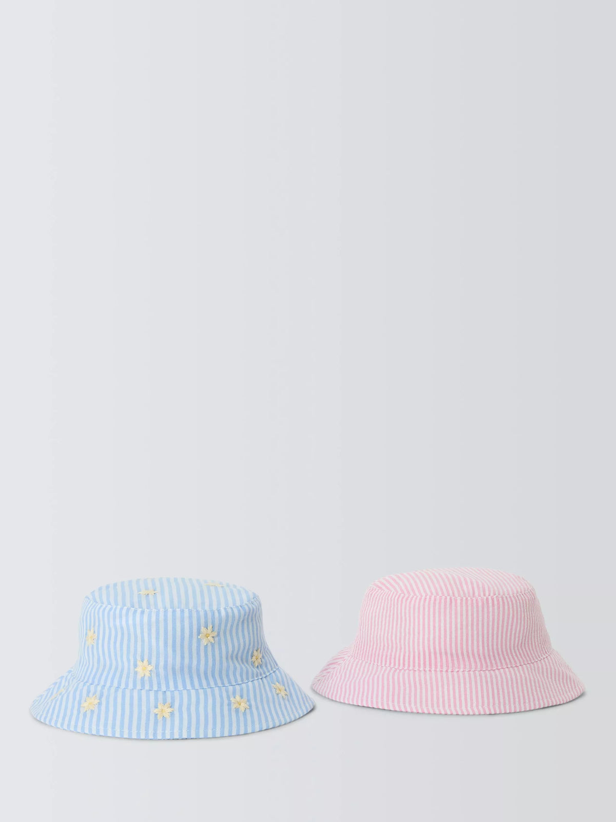 John Lewis Baby Daisy/Stripe Hats, Pack of 2, Blue Multi, 0-3 months