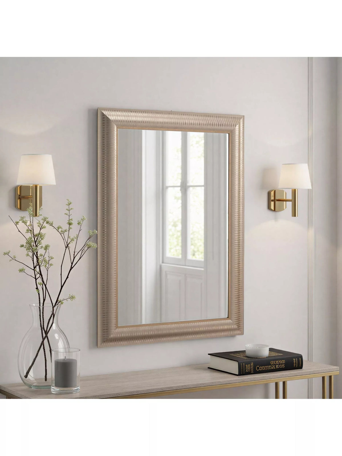 Yearn champagne textured wall mirror 102x74.5cm, imported from the UK