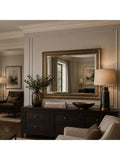 Yearn ribbed rectangular wall mirror in champagne finish (British brand)
