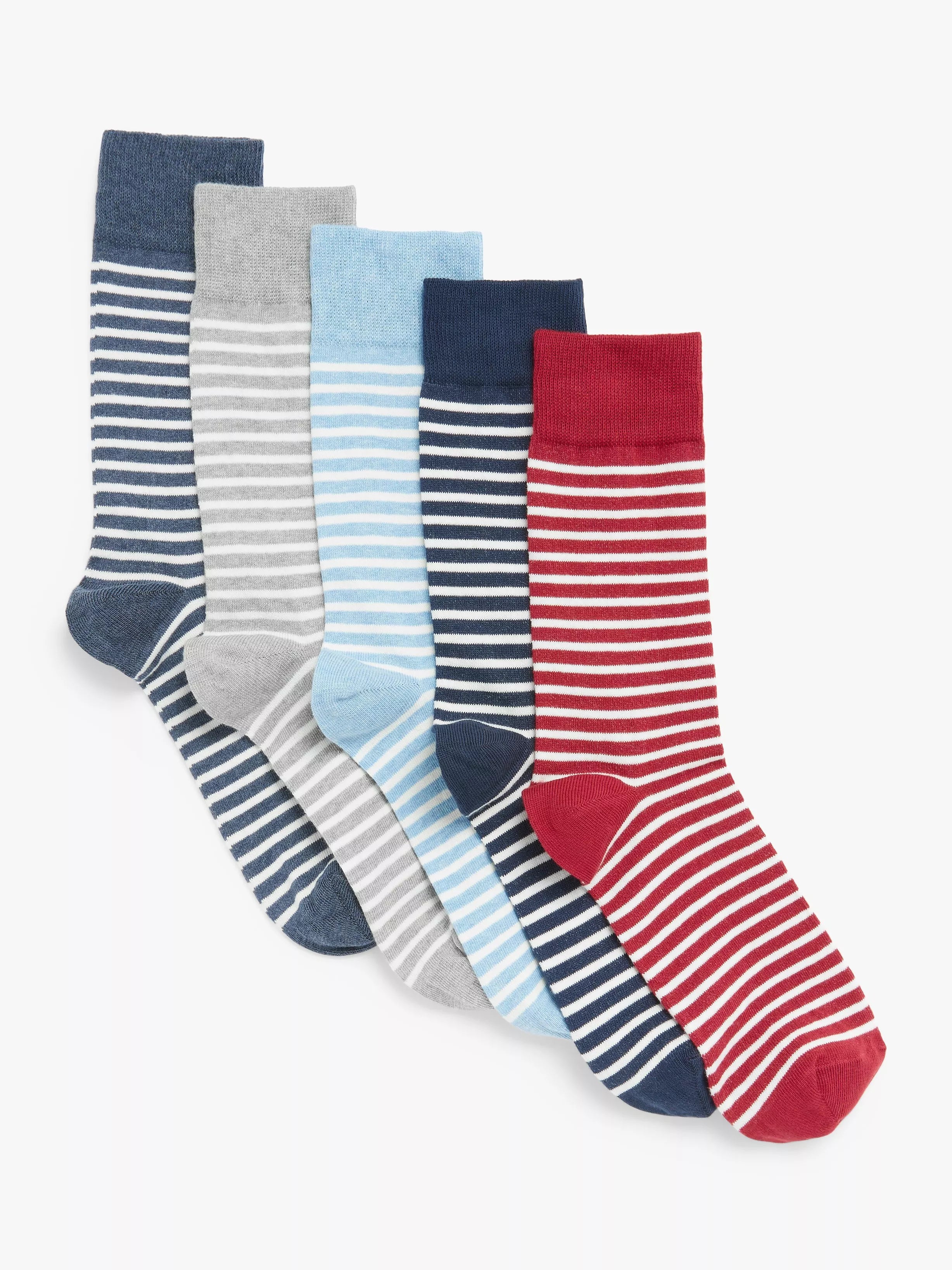 John Lewis cotton rich Breton stripe socks 5-pack - British product
