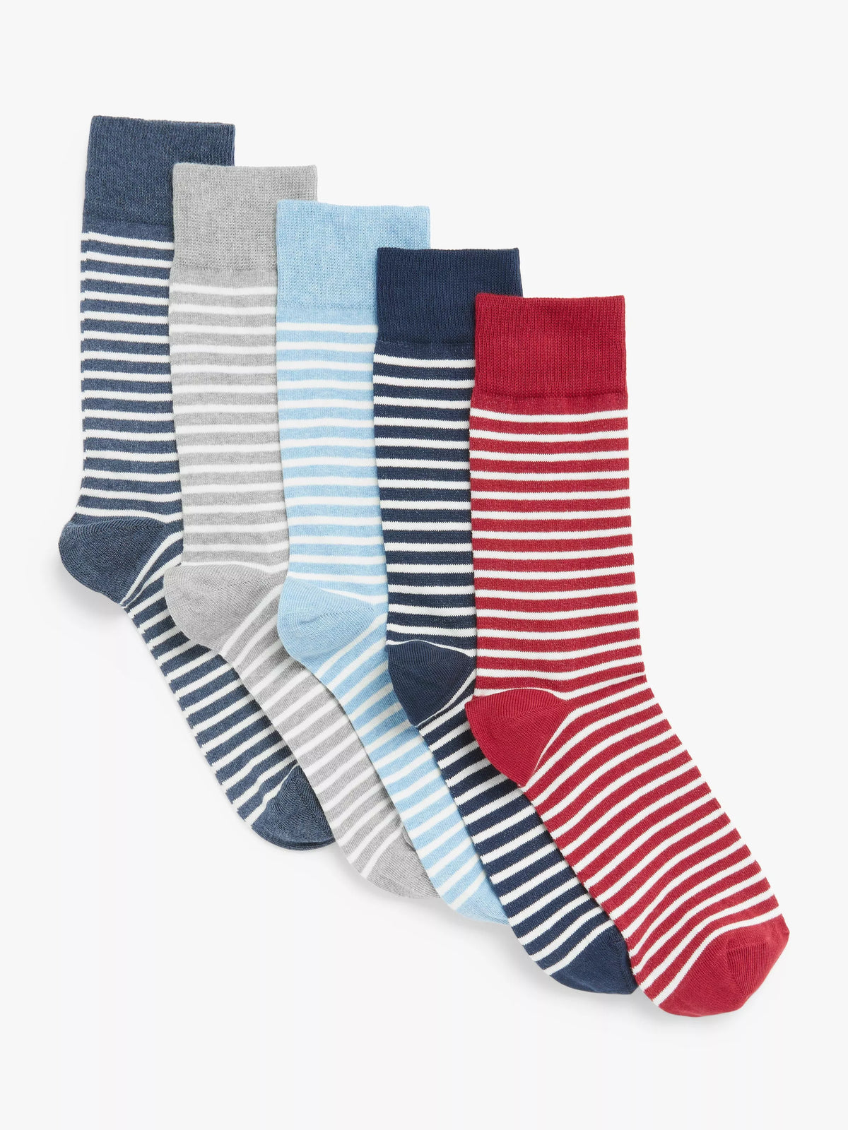 John Lewis cotton rich Breton stripe socks 5-pack - British product