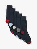 John Lewis men's cotton rich heel and toe socks pack of 5 navy, imported from the UK