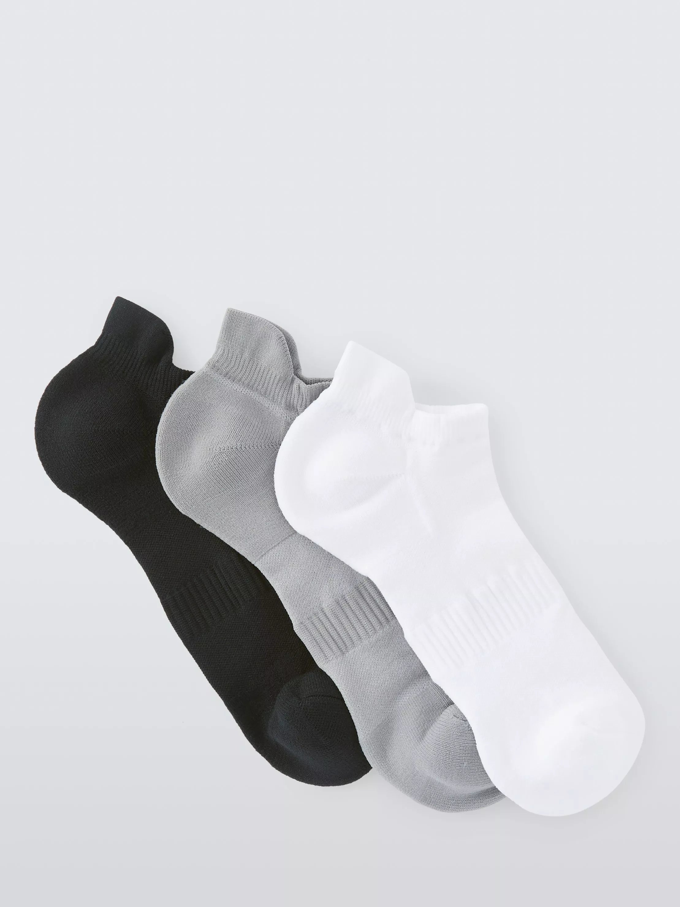 John Lewis trainer socks pack of 3 black white grey (British brand)