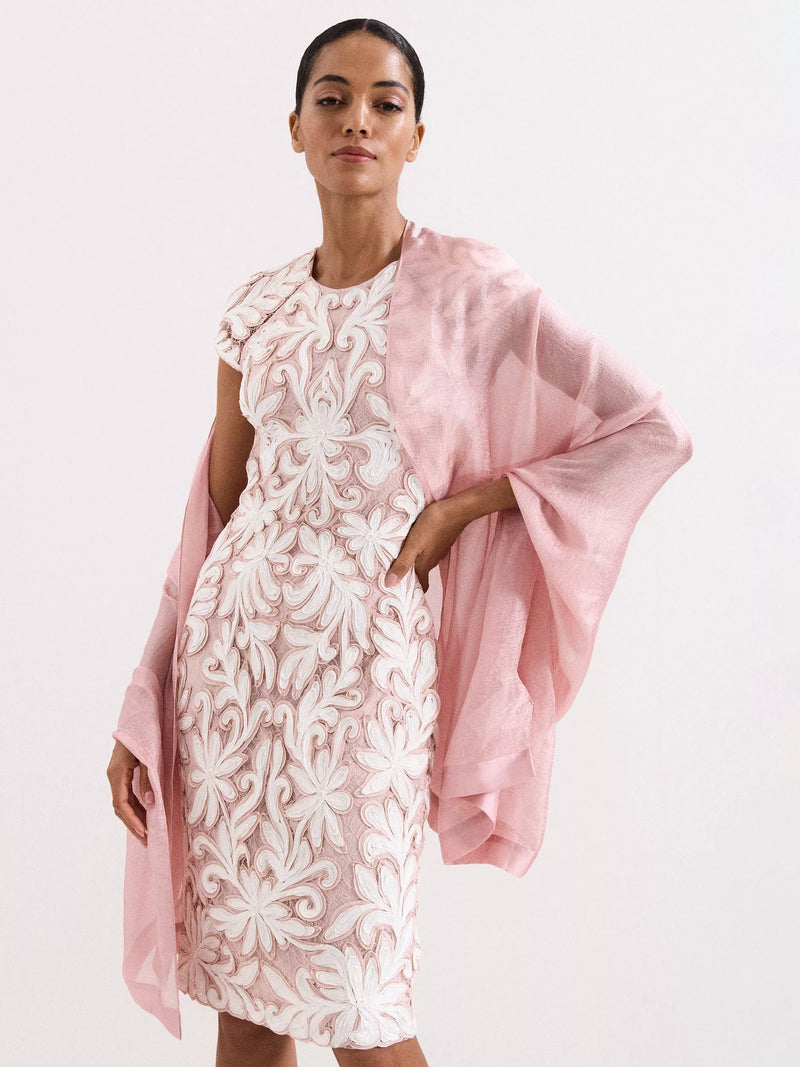 Phase Eight Satin Trim Scarf, Pale Pink, One Size