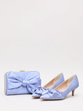 Phase Eight satin knot front box clutch bag in pale blue - British product