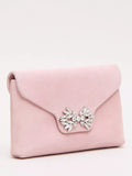 Phase Eight Sparkle Pure Suede Clutch Bag Pale Pink - British product