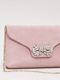 Phase Eight Sparkle Pure Suede Clutch Bag Pale Pink - British product