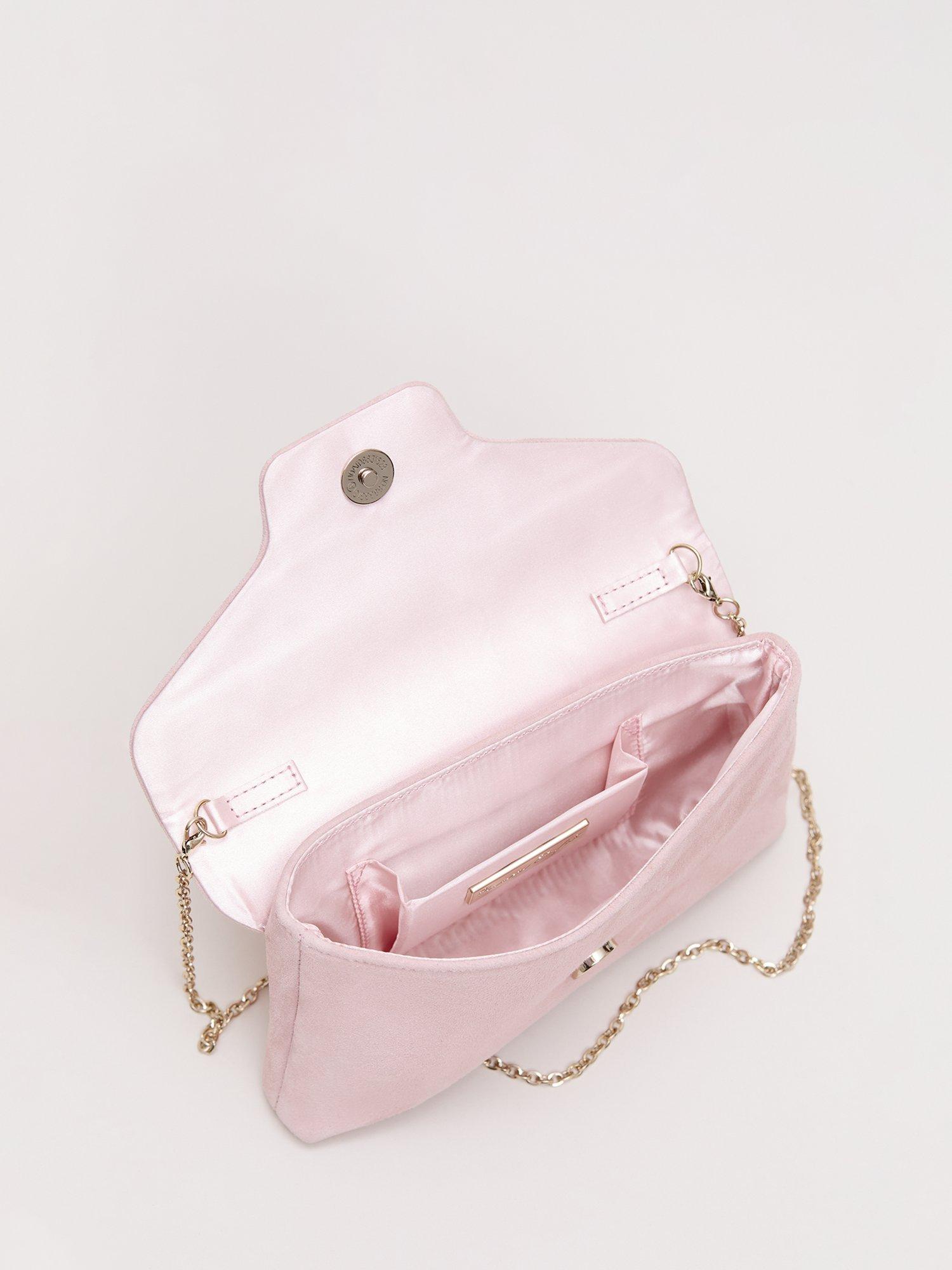 Phase Eight Sparkle Pure Suede Clutch Bag Pale Pink - British product