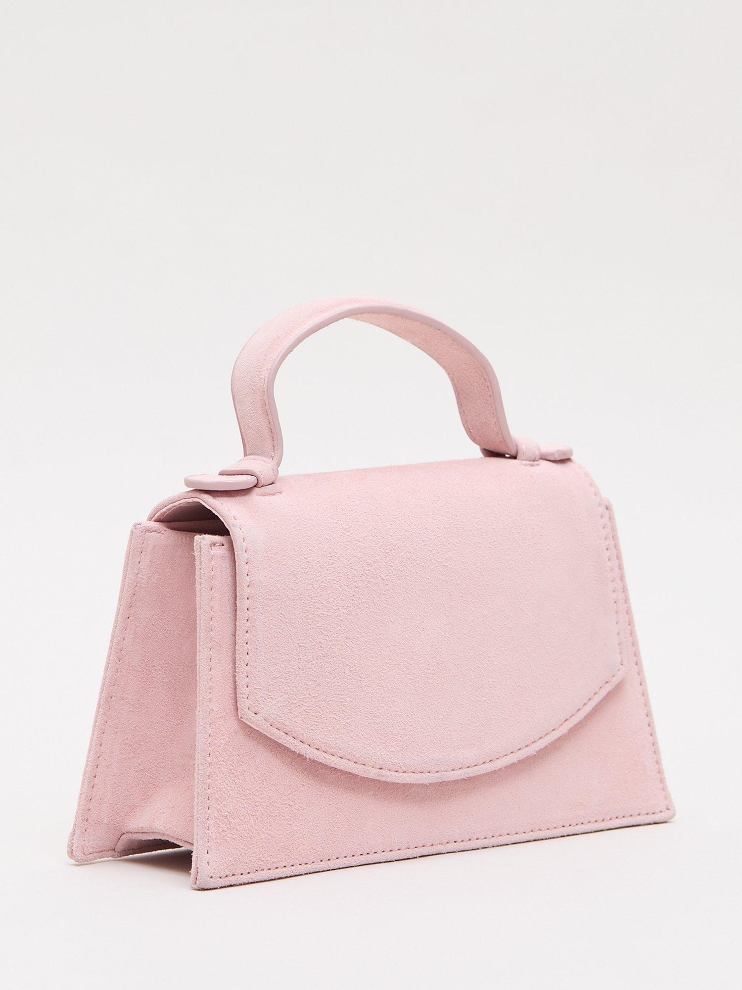 Phase Eight pure suede evening bag pale pink, imported from the UK