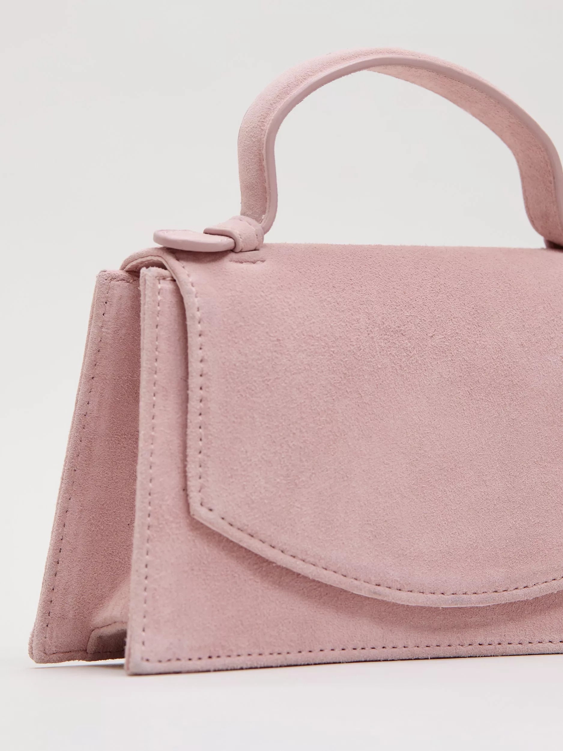 Phase Eight pure suede evening bag pale pink, imported from the UK