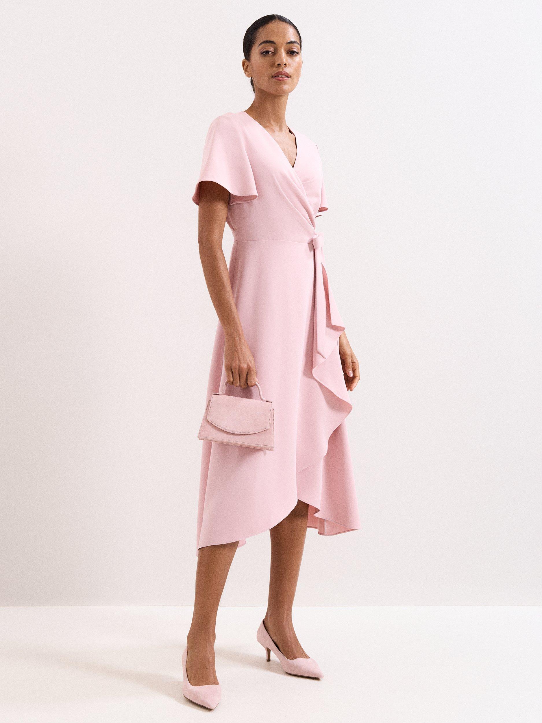 Phase Eight pure suede evening bag pale pink, imported from the UK