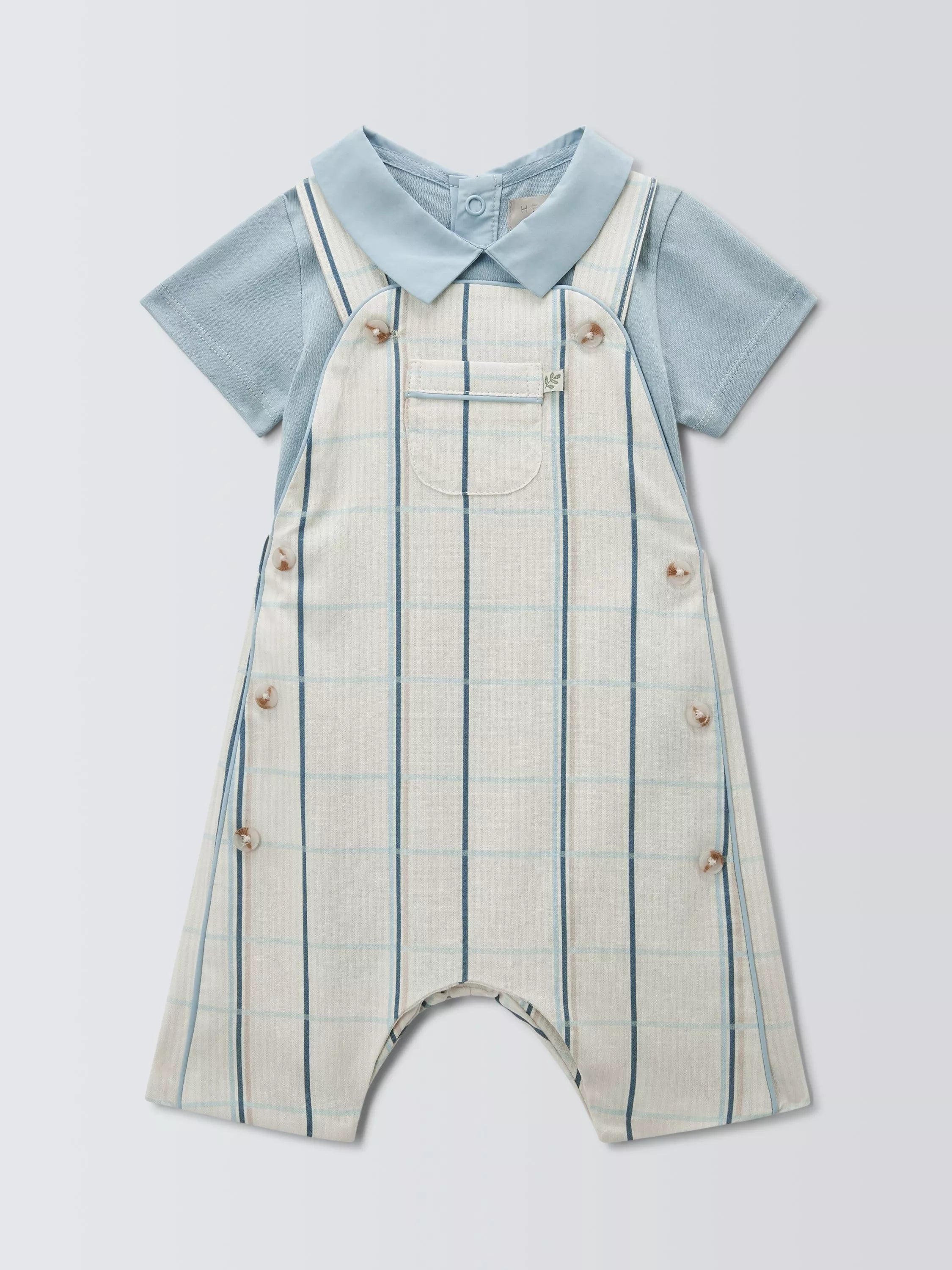 John Lewis Heirloom baby bibshorts bodysuit celestial blue imported from the UK