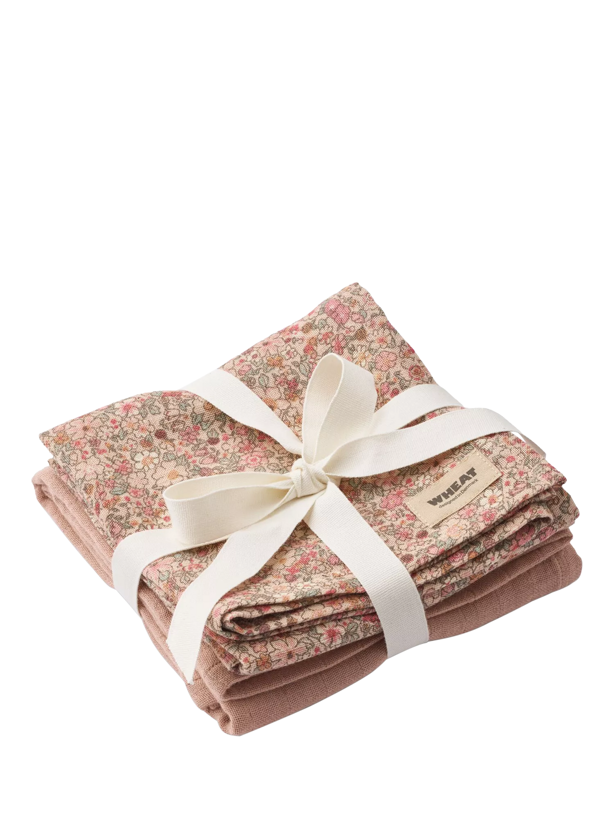 WHEAT baby muslin cloths pack of 2 rose dust, imported from the UK