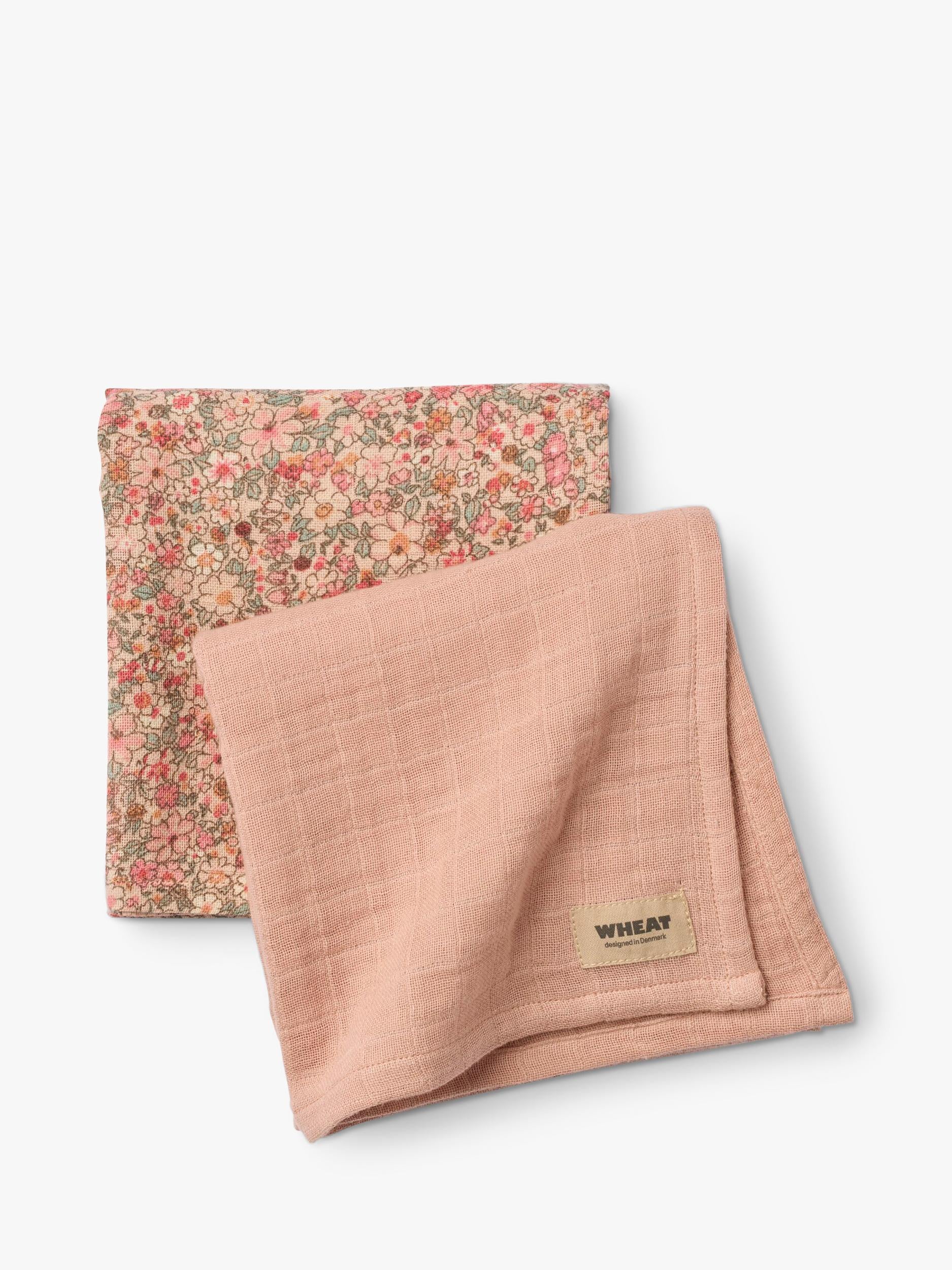 WHEAT baby muslin cloths pack of 2 rose dust, imported from the UK