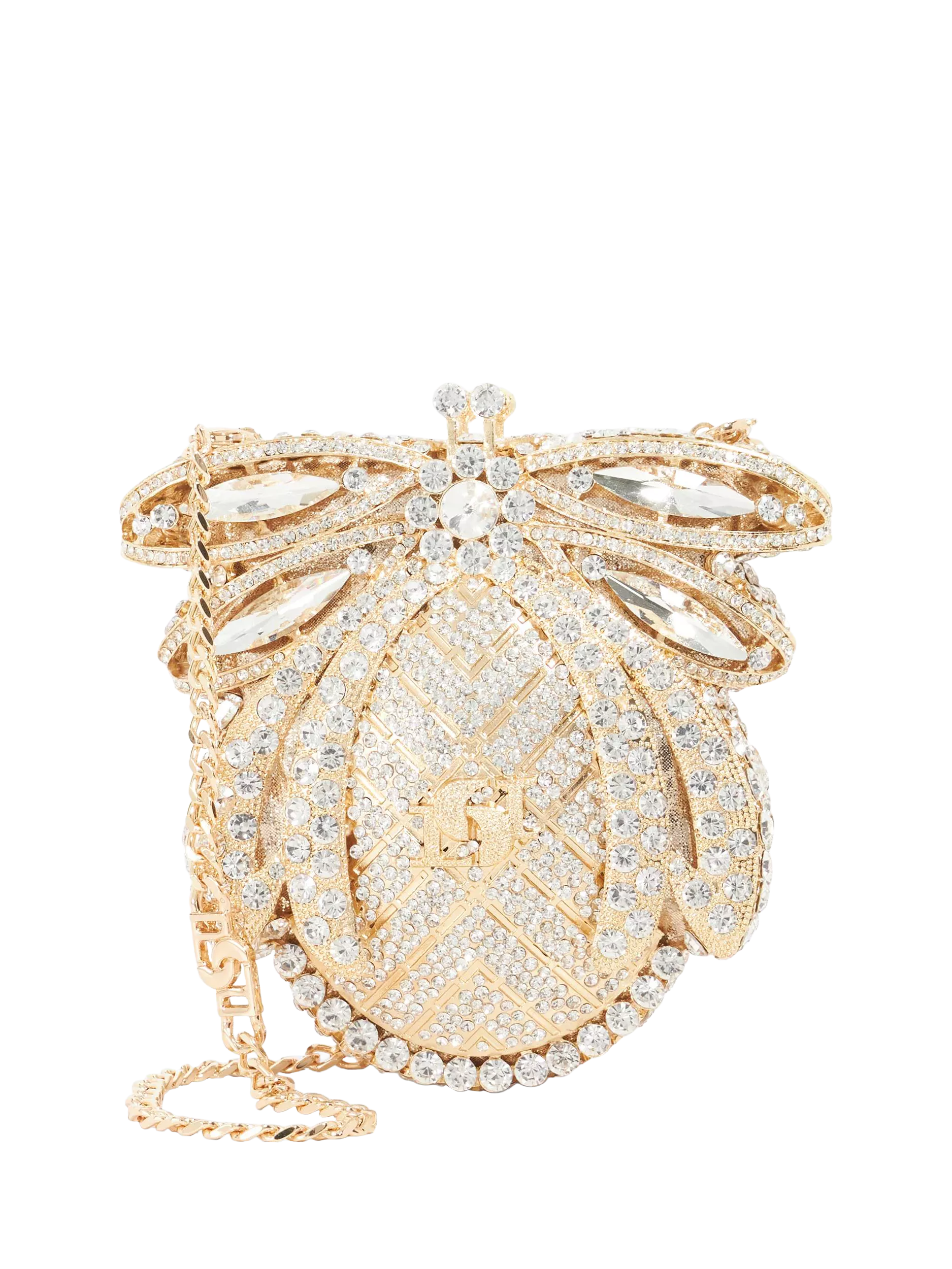 Dune London gold diamante clutch bag with chain strap (British brand)