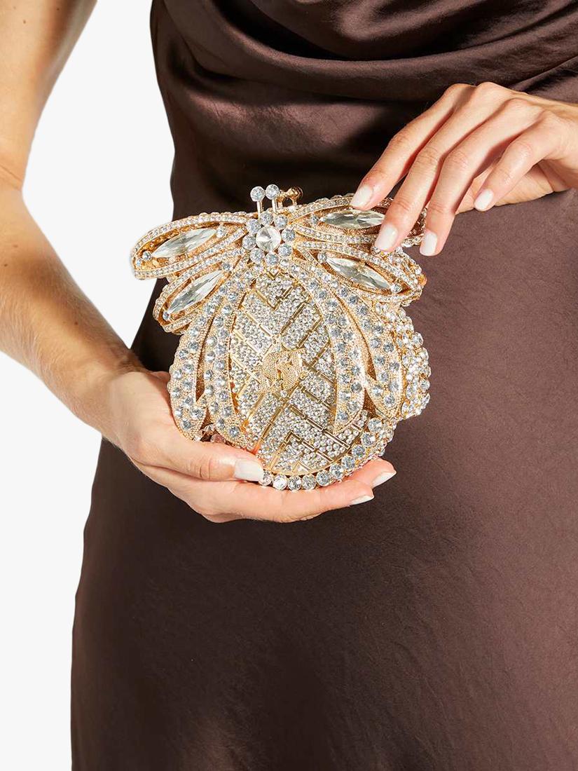 Dune London gold diamante clutch bag with chain strap (British brand)