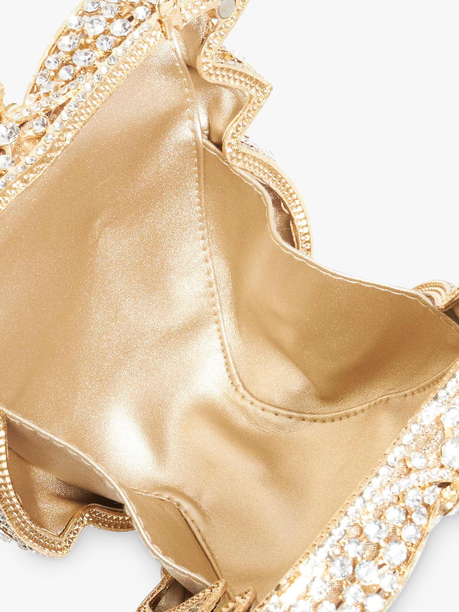 Dune London gold diamante clutch bag with chain strap (British brand)