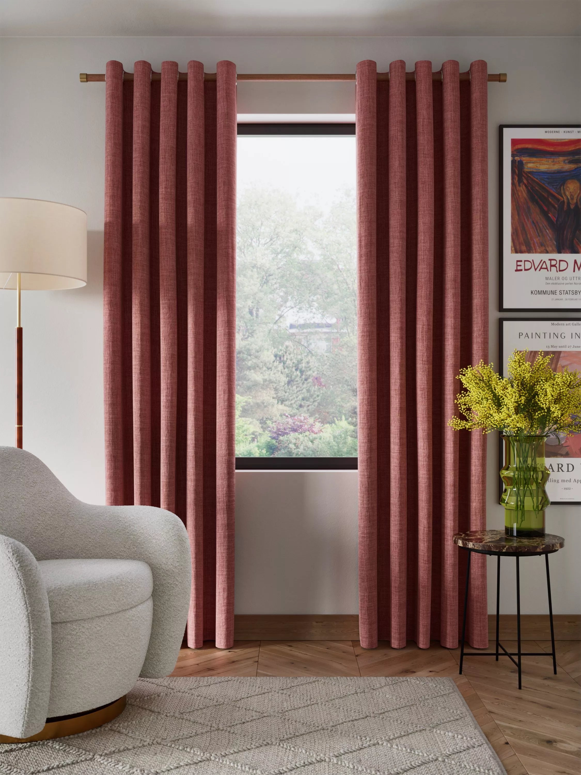 John Lewis Textured Weave Pair Blackout Lined Eyelet Curtains - 274cm Drop