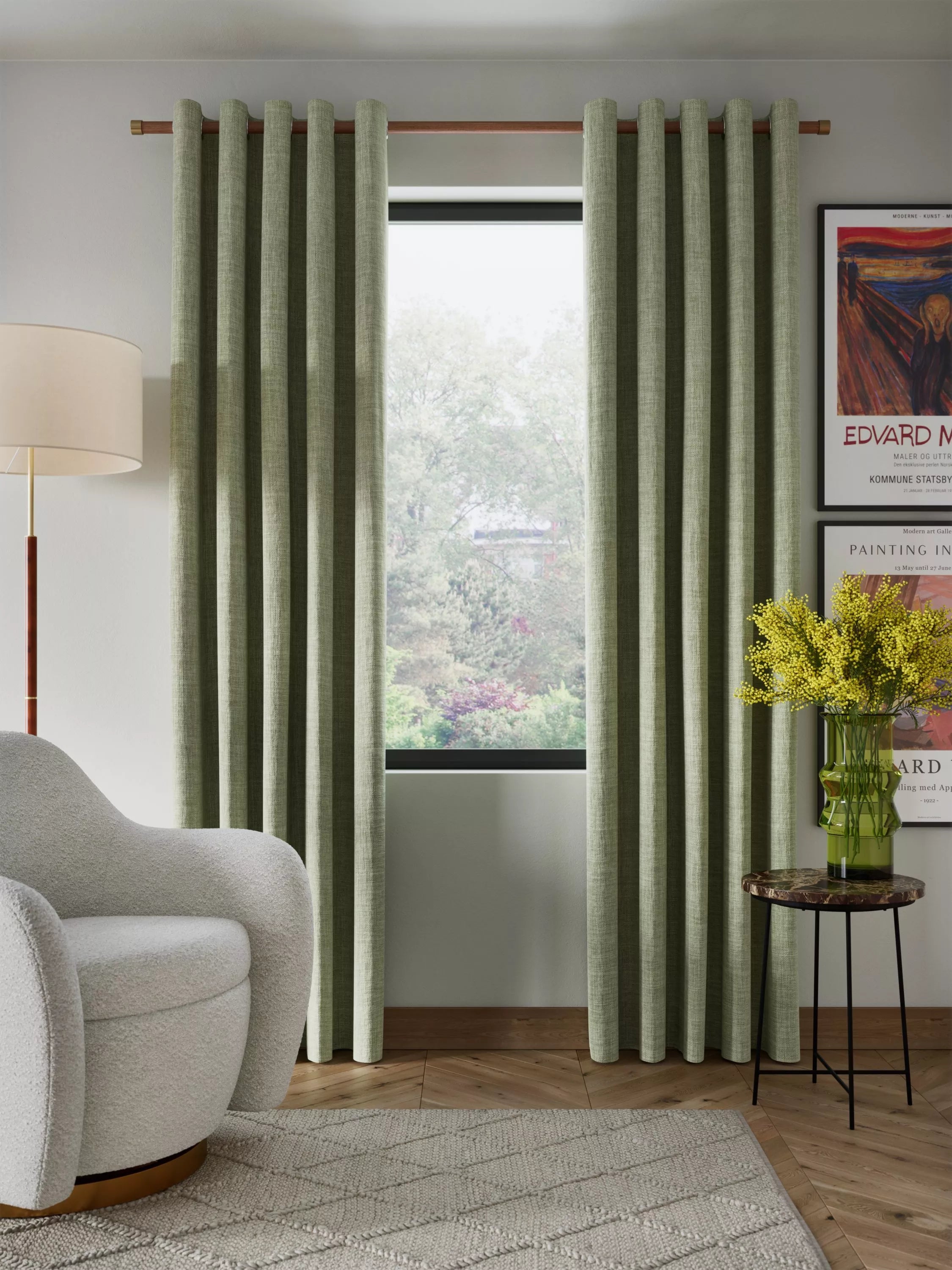 John Lewis Textured Weave Pair Blackout Lined Eyelet Curtains - 274cm Drop