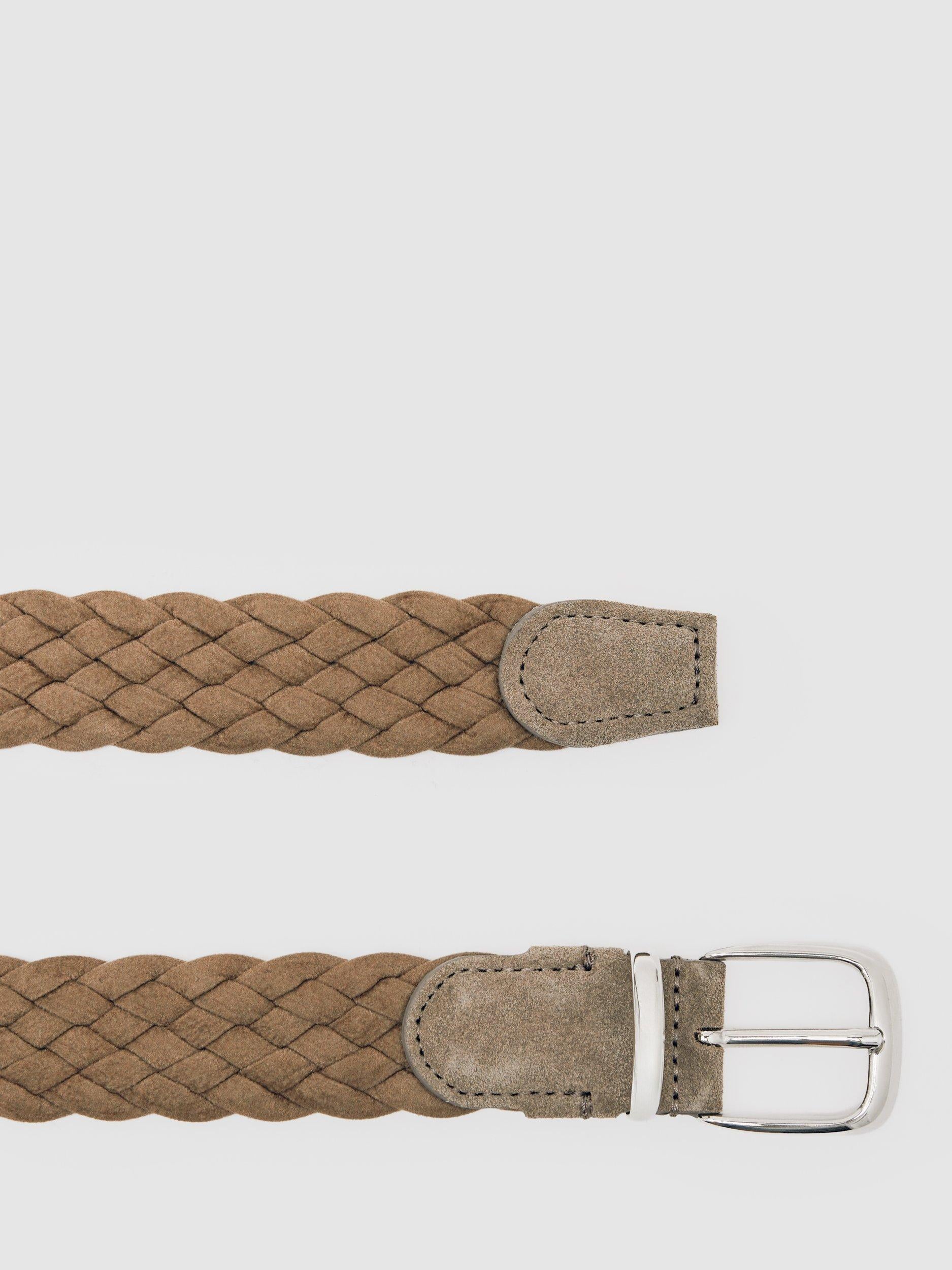 Reiss Jesse woven belt in Light Stone, imported from the UK