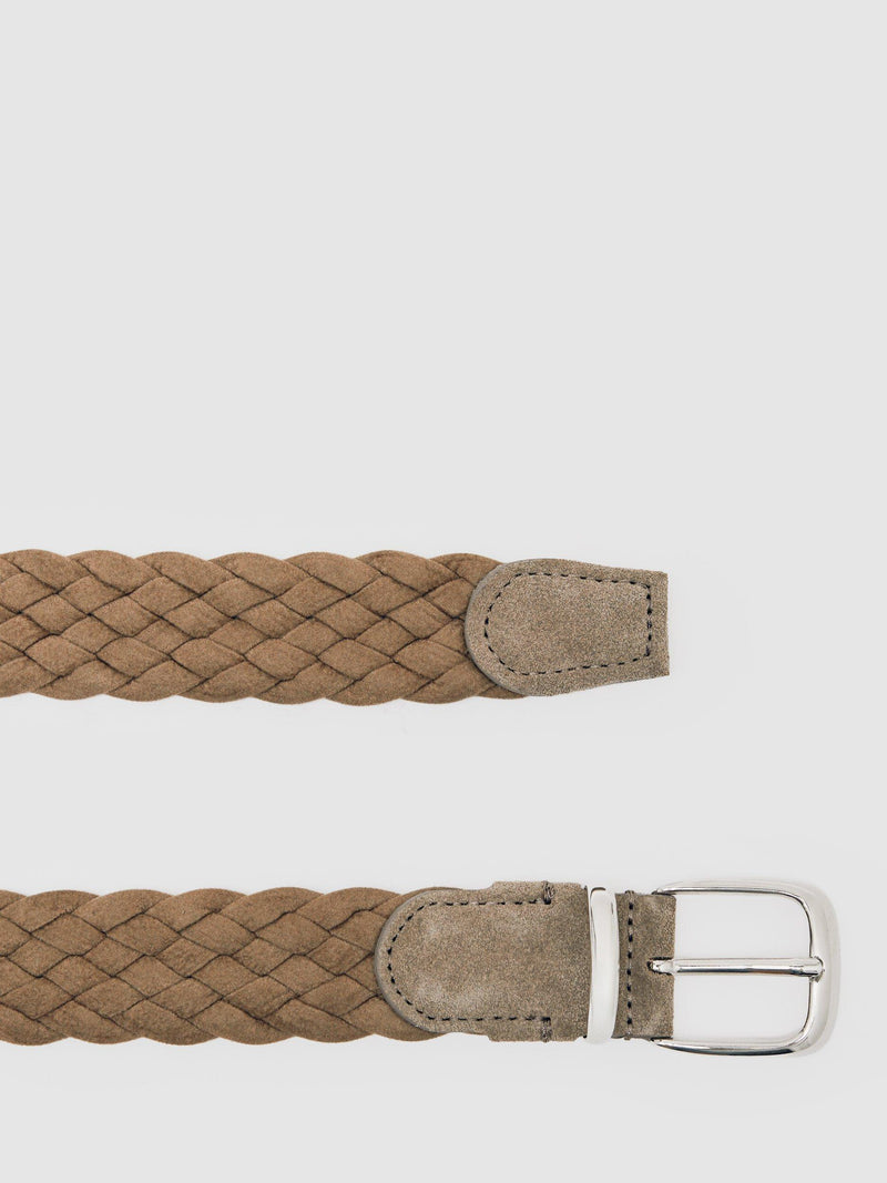 Reiss Jesse woven belt in Light Stone, imported from the UK
