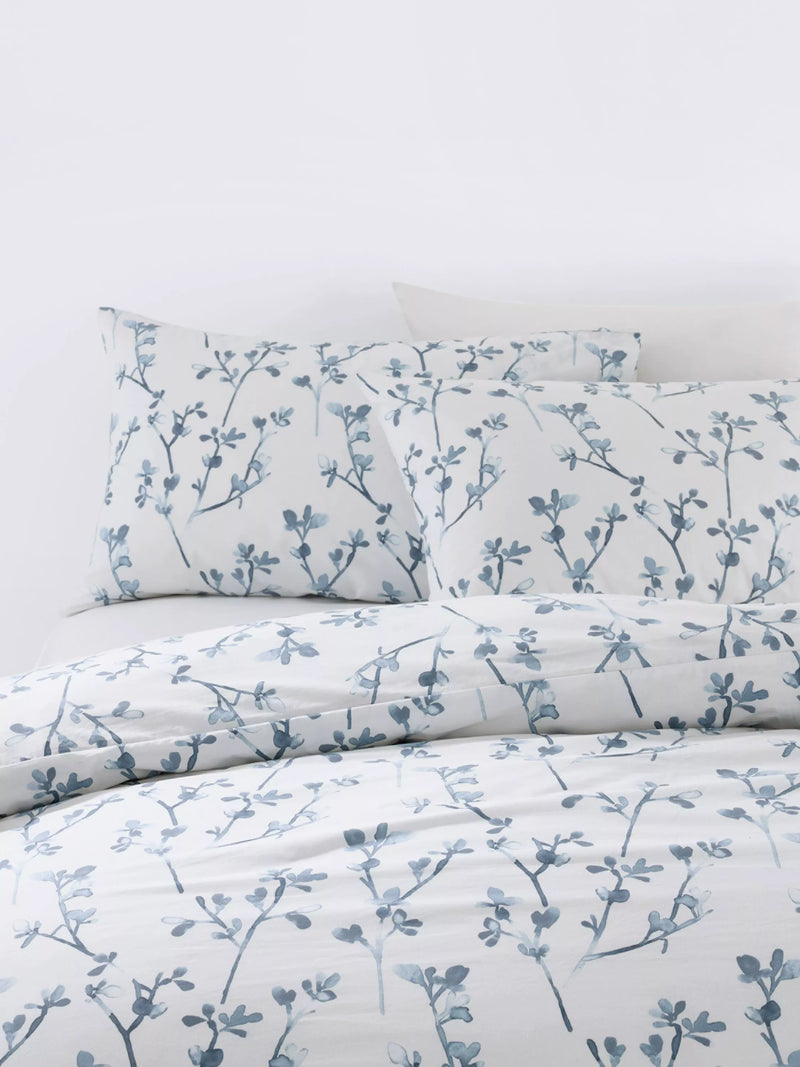 John Lewis Elena percale duvet cover set double floral blue, imported from the UK