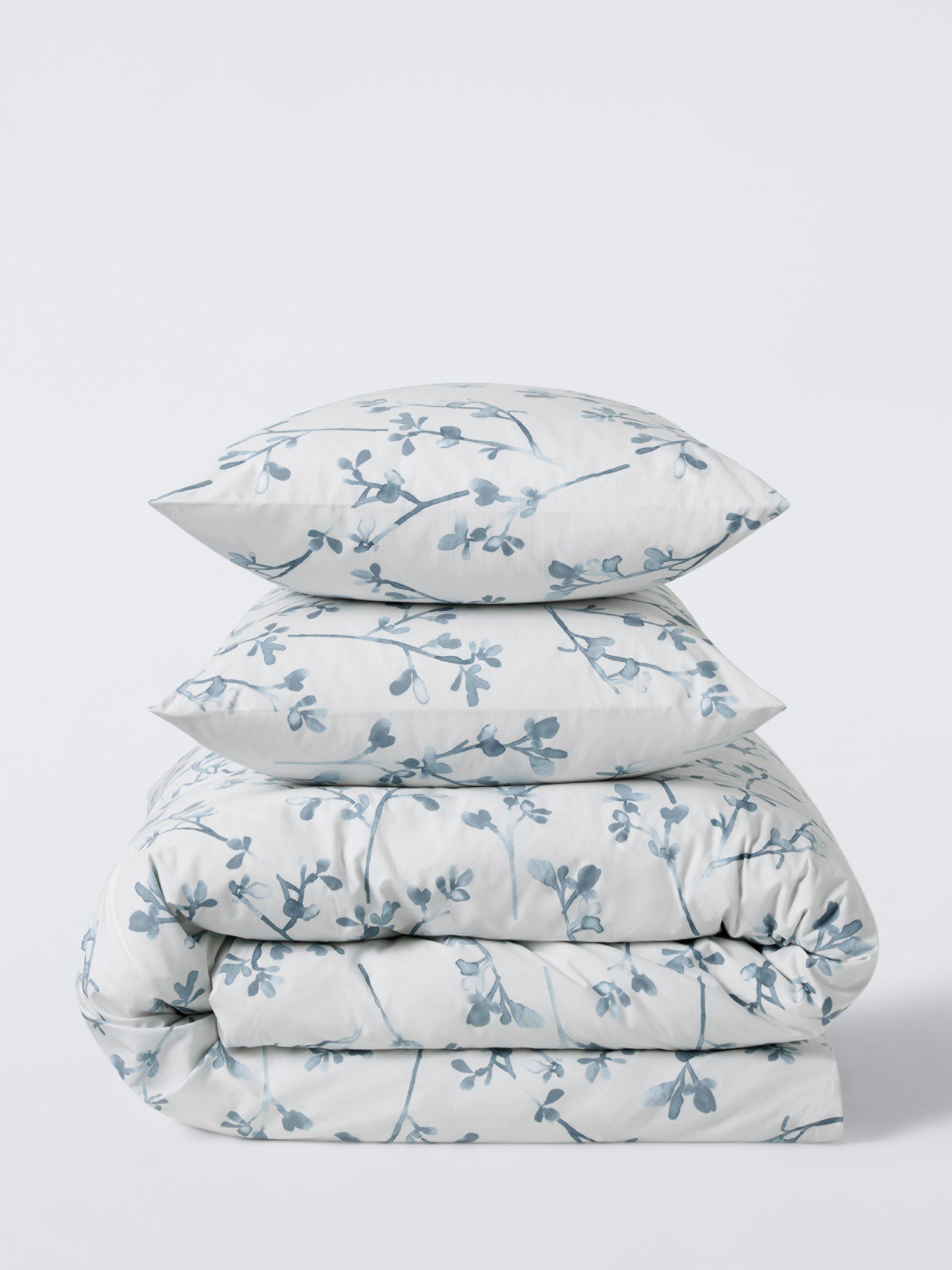 John Lewis Elena percale duvet cover set double floral blue, imported from the UK