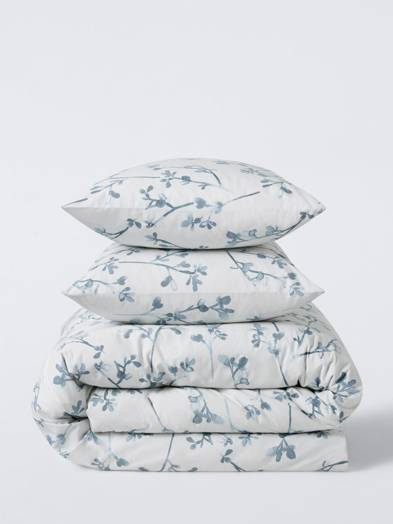 John Lewis Elena percale duvet cover set double floral blue, imported from the UK