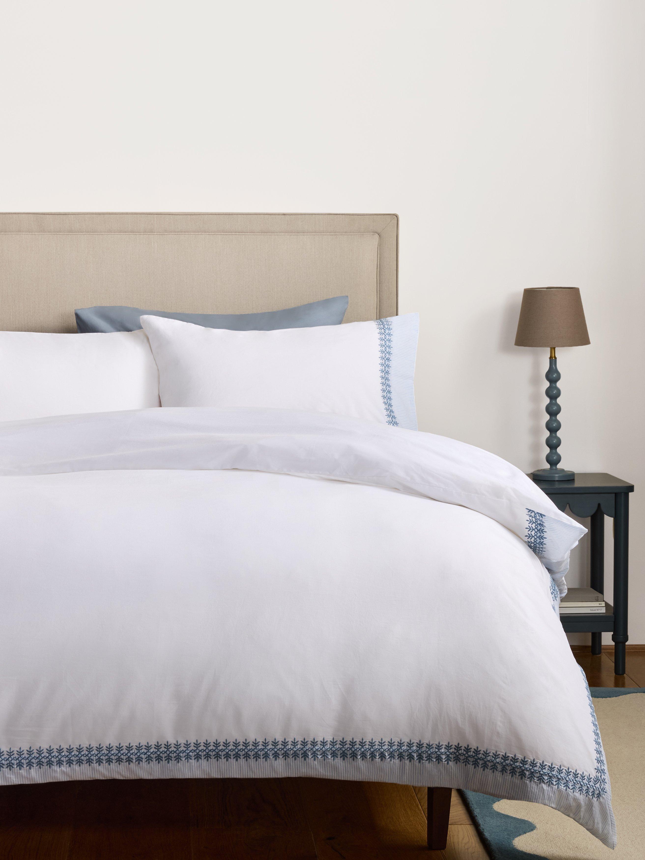 John Lewis embroidered percale duvet cover set double (British brand)