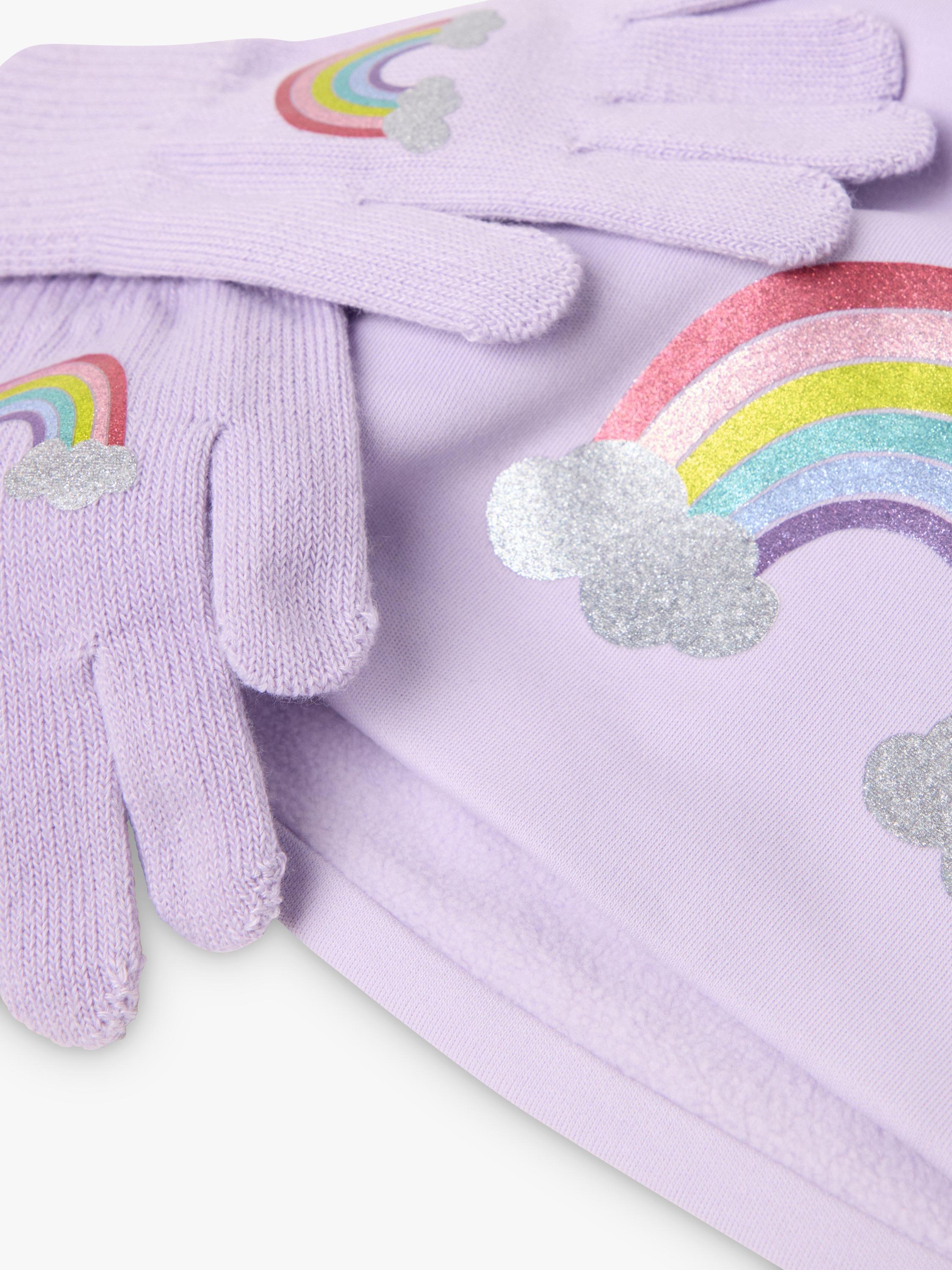 Lindex kids rainbow hat and gloves set lilac (British brand)