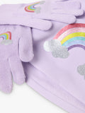 Lindex kids rainbow hat and gloves set lilac (British brand)