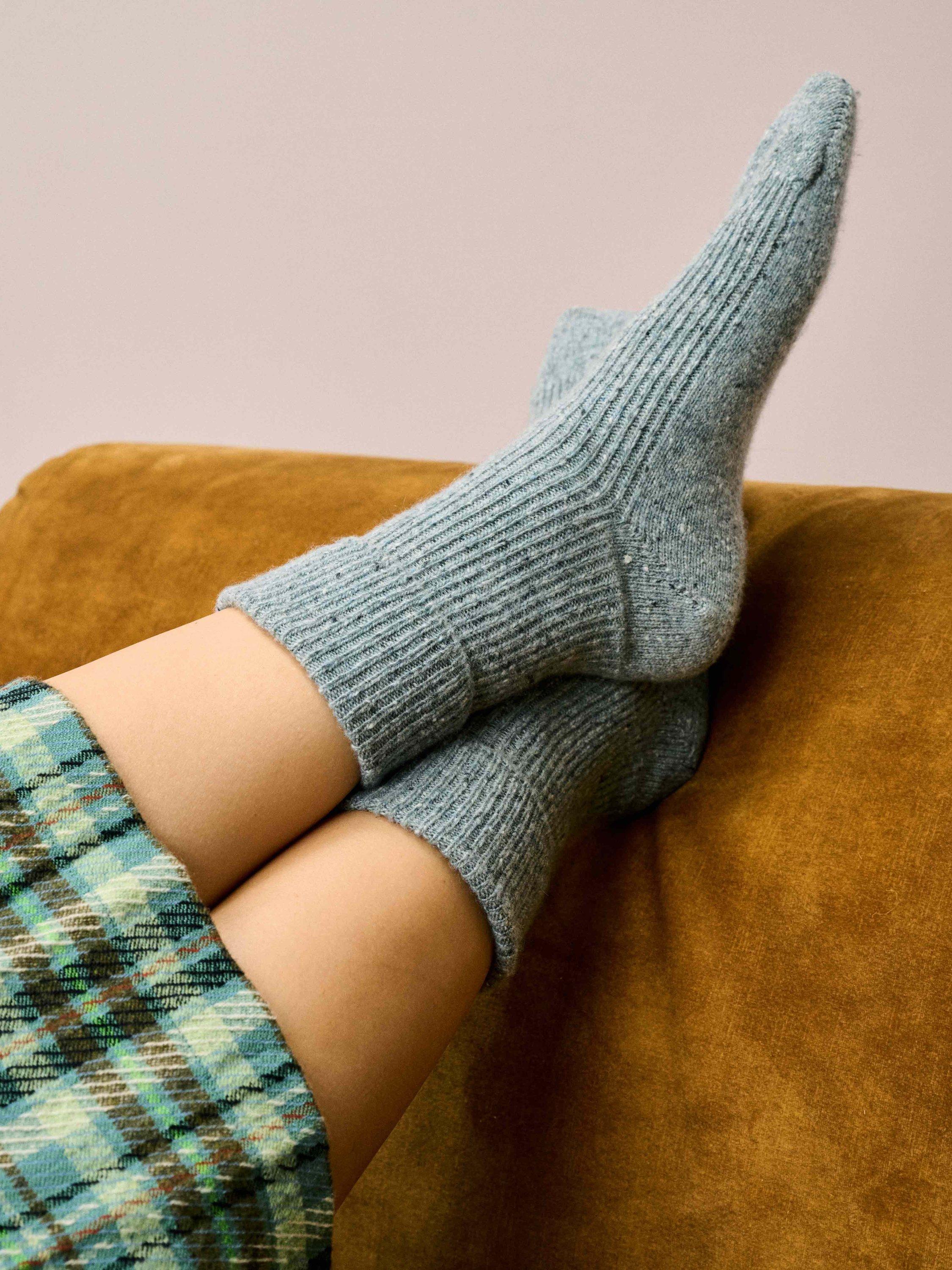 Brora cashmere ankle socks Mercury - British product