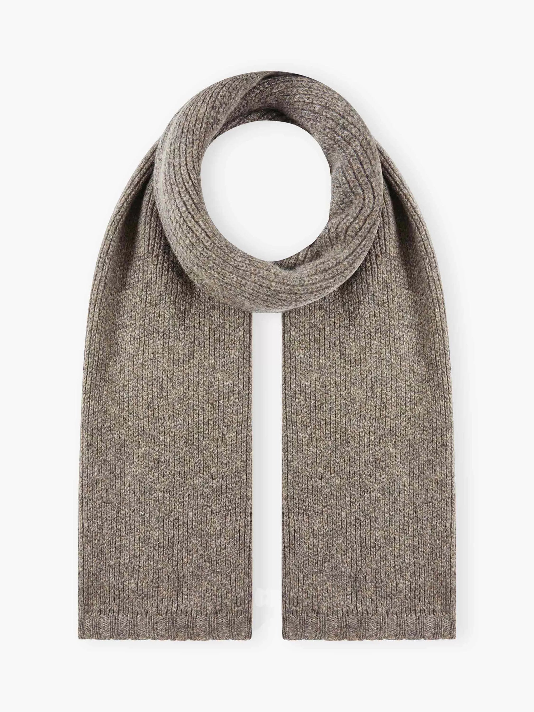 Brora Cashmere Knitted Scarf, Mushroom, One Size