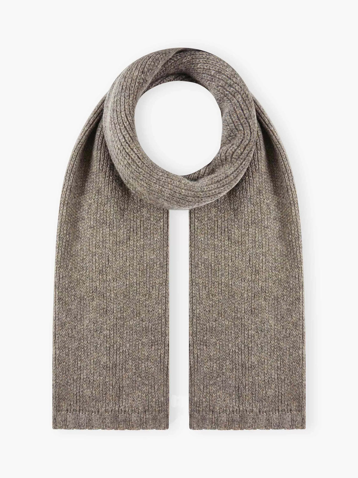 Brora Cashmere Knitted Scarf, Mushroom, One Size