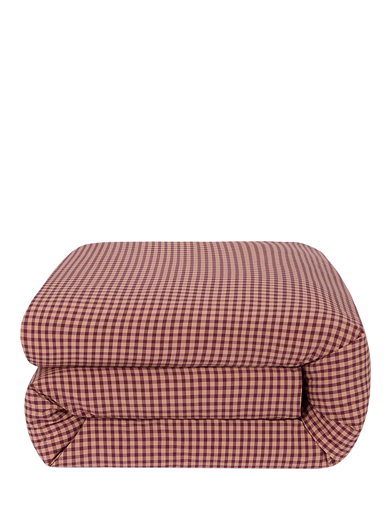 Piglet in Bed gingham bedding fig blush pink single, imported from the UK