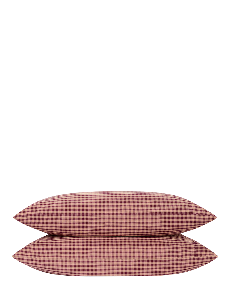 Piglet in Bed gingham bedding fig blush pink single, imported from the UK