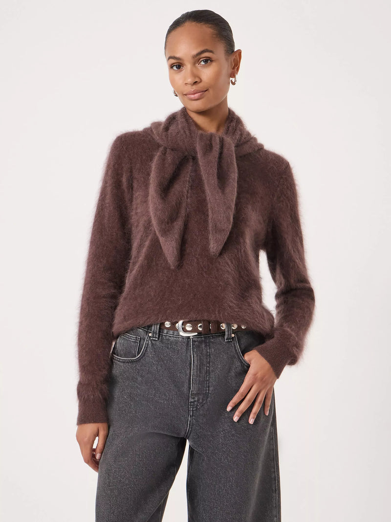HUSH Pure Brushed Cashmere Triangle Scarf, Chocolate Brown, One Size