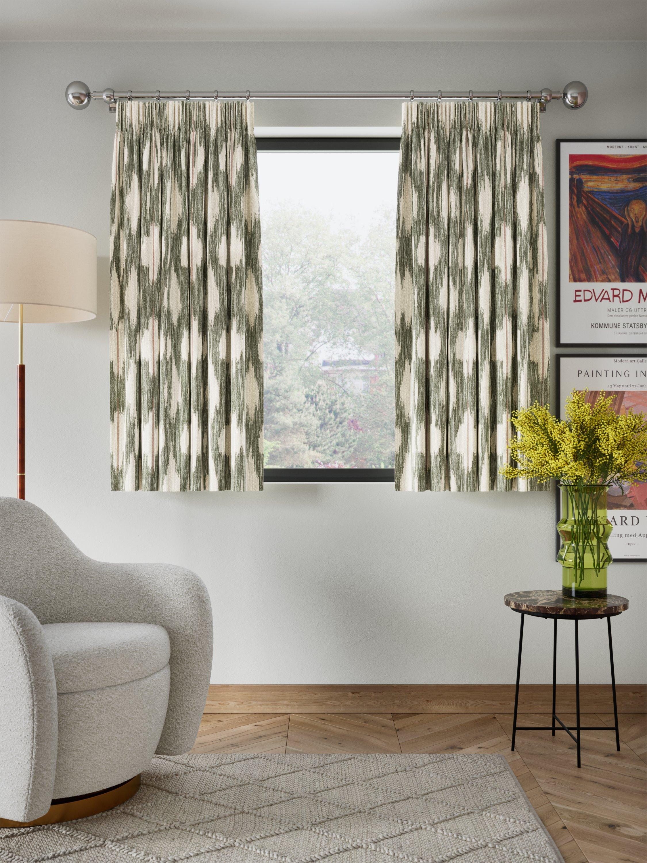 John Lewis woven lined pencil pleat curtains 167x137cm, imported from the UK