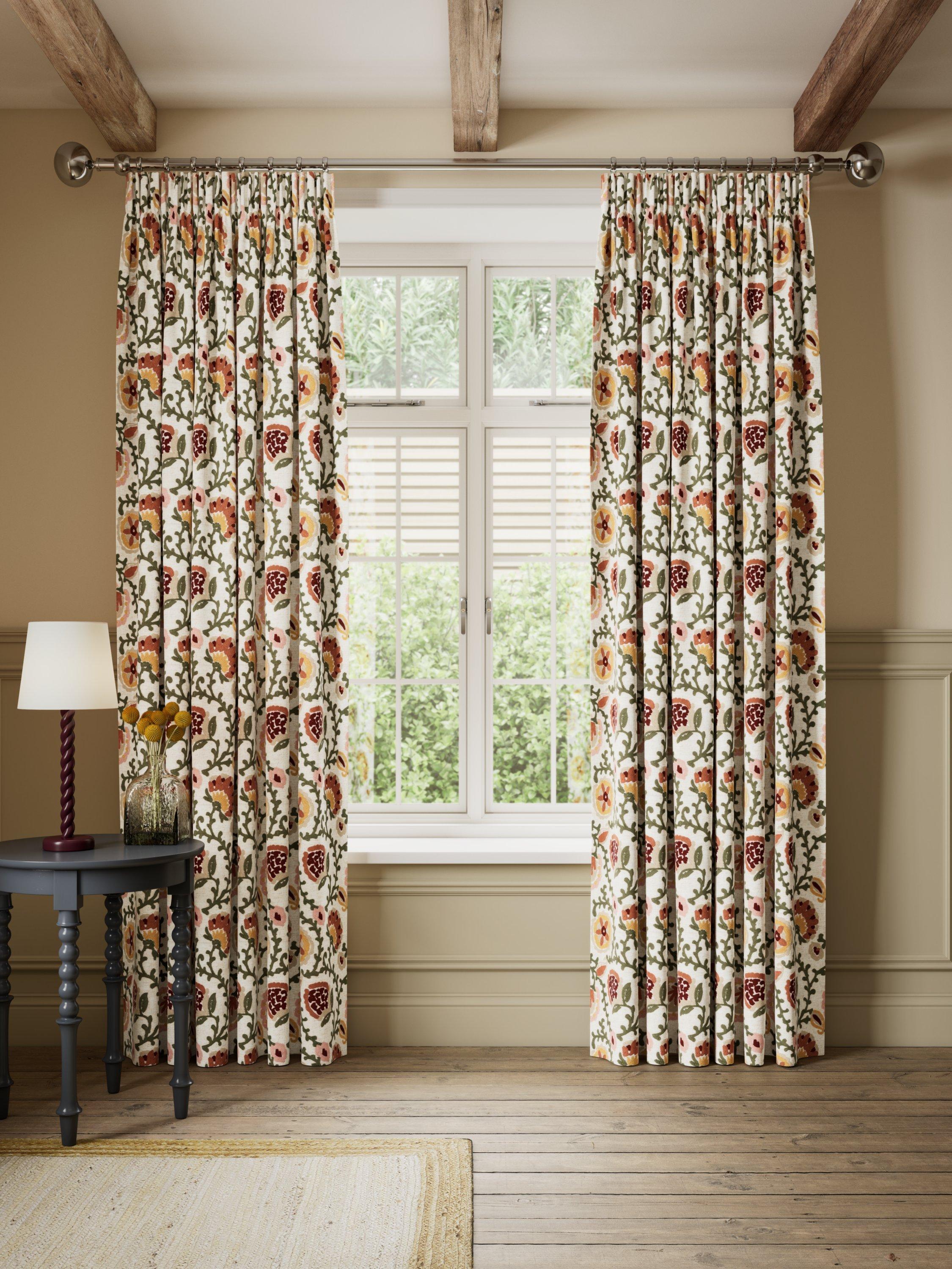 John Lewis Suzani floral embroidered blackout curtains pair, UK version