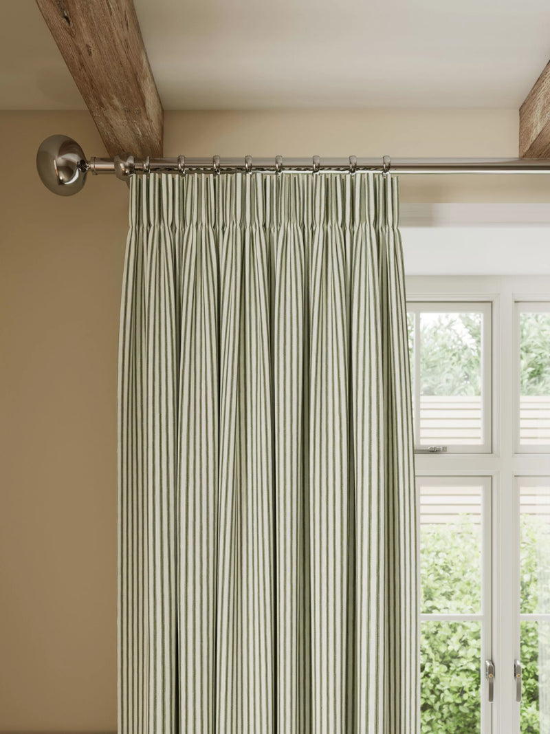 John Lewis Ticking Stripe Print Pair Lined Pencil Pleat Curtains