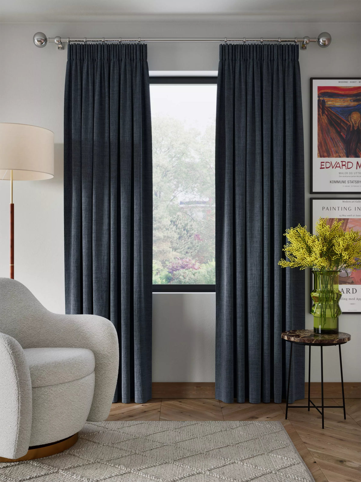 John Lewis blackout lined pencil pleat curtains, 274cm drop, imported from the UK