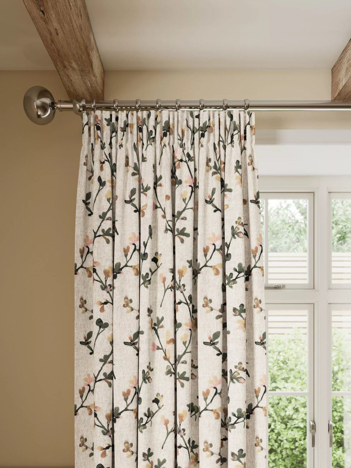 John Lewis floral pencil pleat curtains pair, imported from the UK