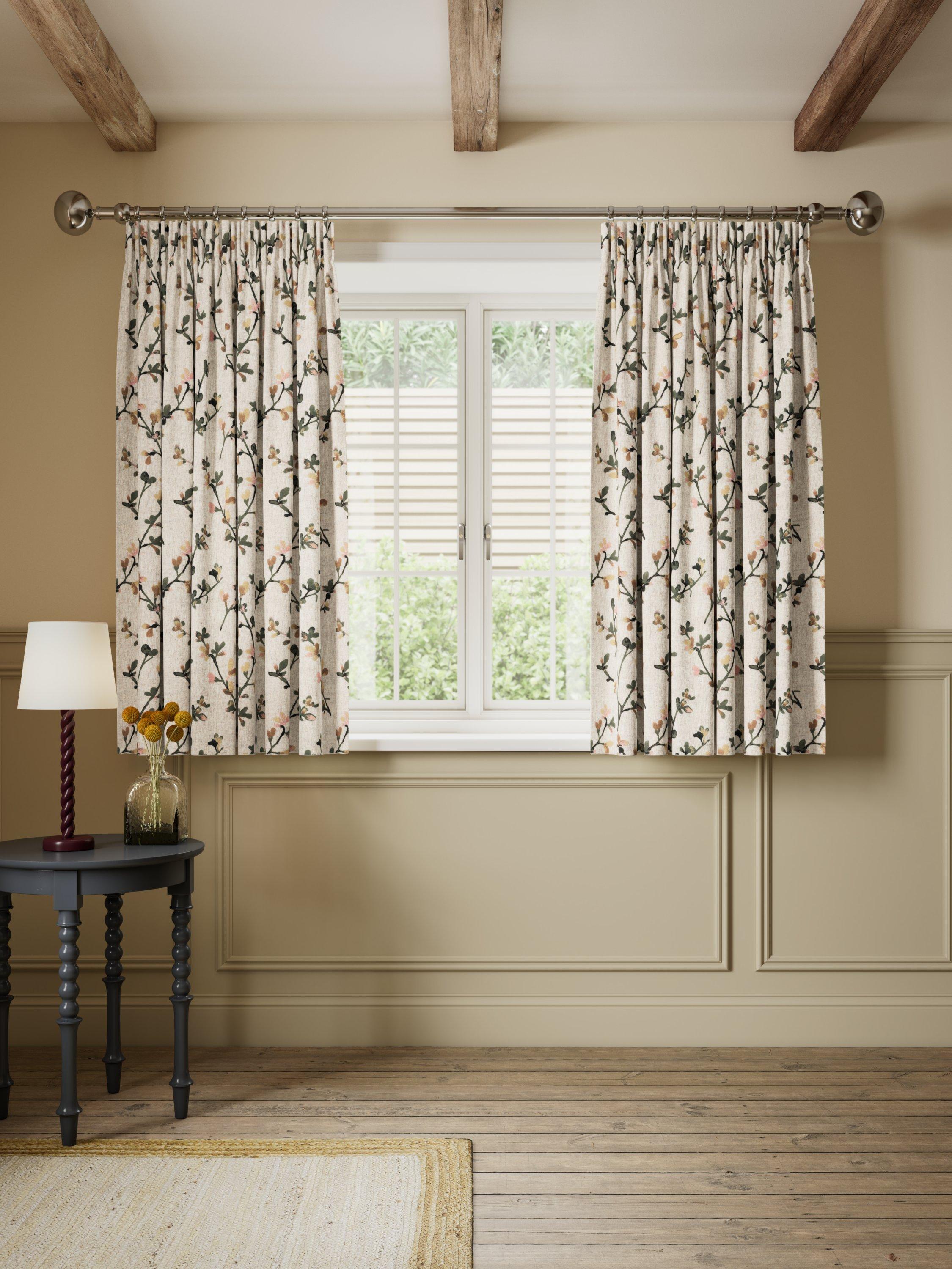 John Lewis floral pencil pleat curtains pair, imported from the UK