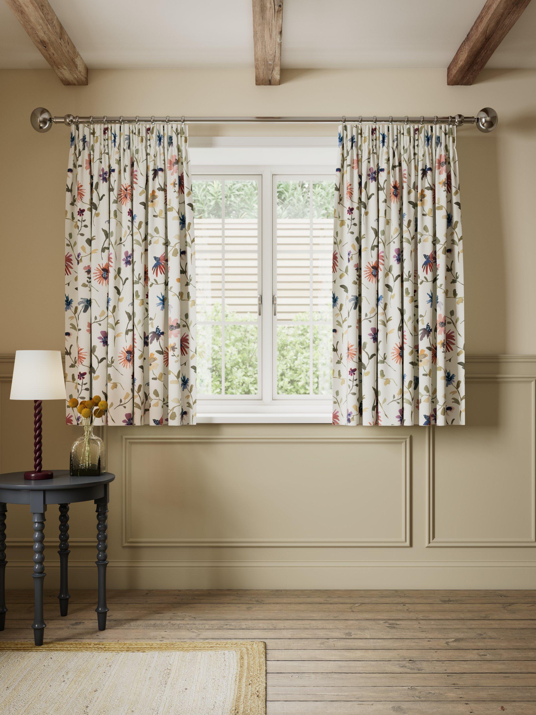 John Lewis floral blackout curtains pencil pleat 137cm drop - British product
