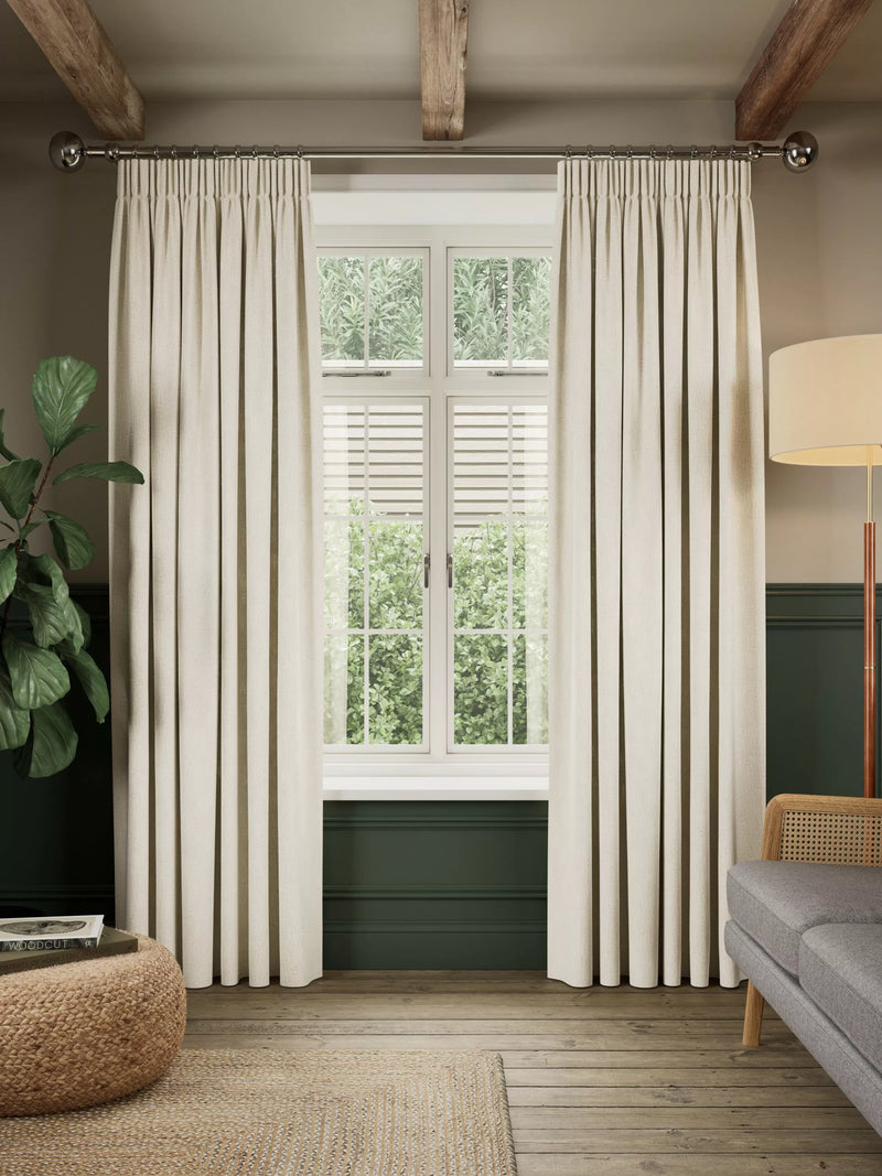 John Lewis Linen Look Pair Lined Pencil Pleat Curtains