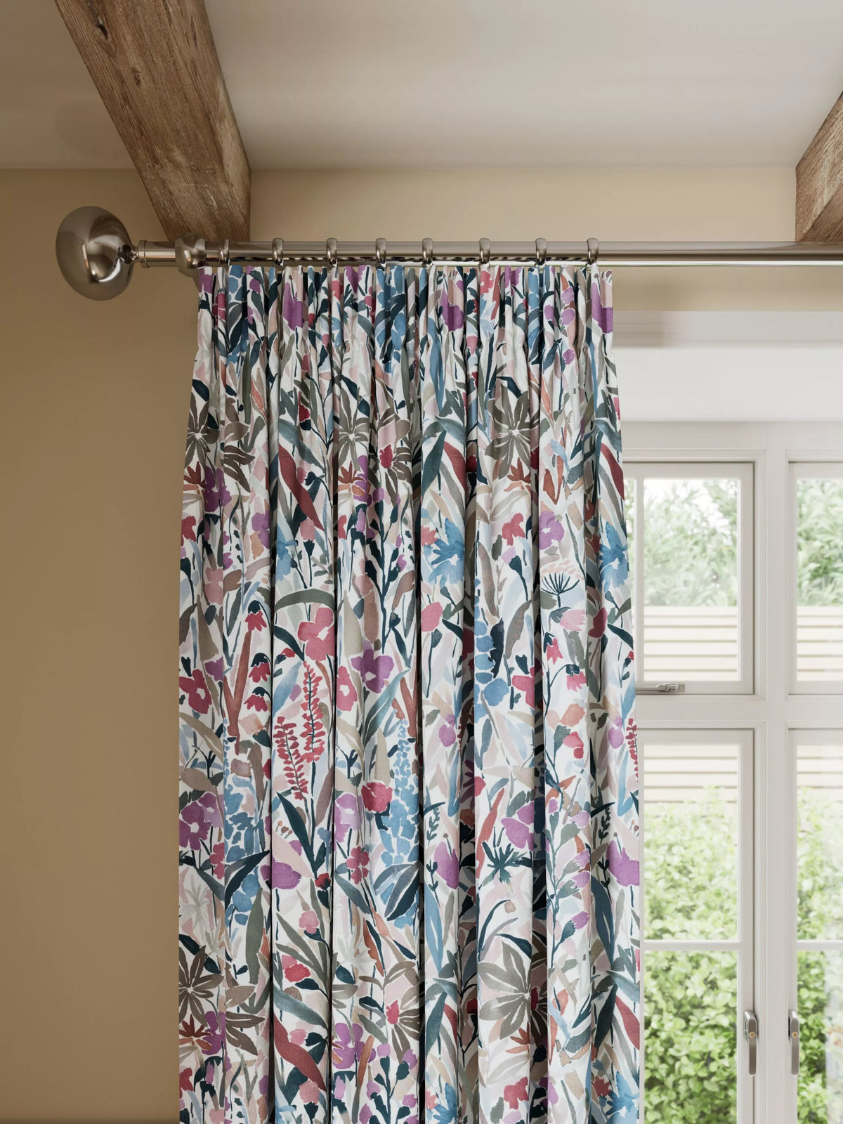 John Lewis Penelope blackout lined curtains floral print 167cm, UK version